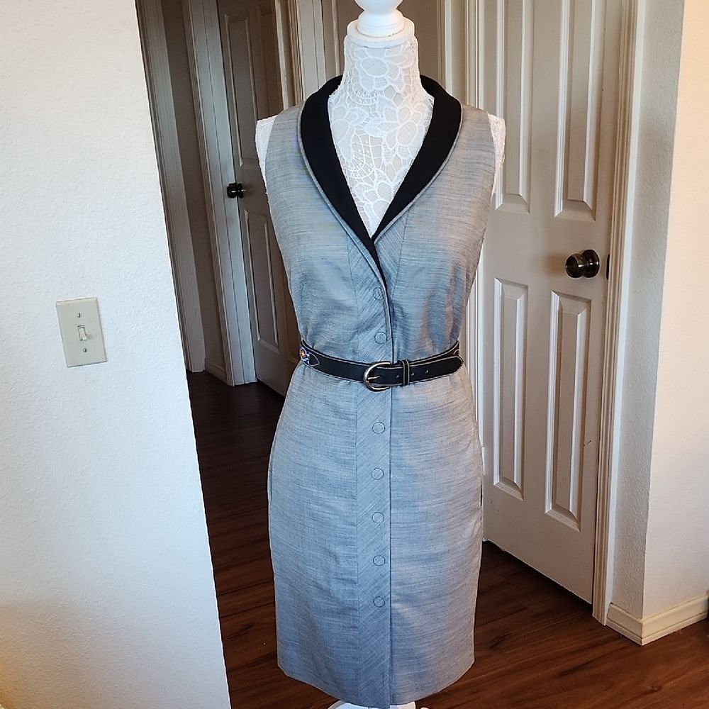 Akris Punto Wool/Silk Classic Chic Collared Sleeveless Dress (No Belt) Size 12